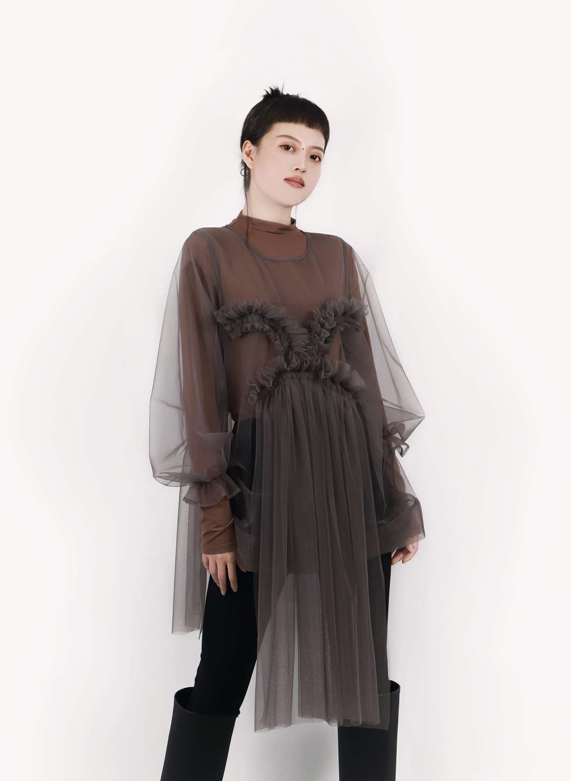 モード系ファッション エコーな花姫のチュールドレス