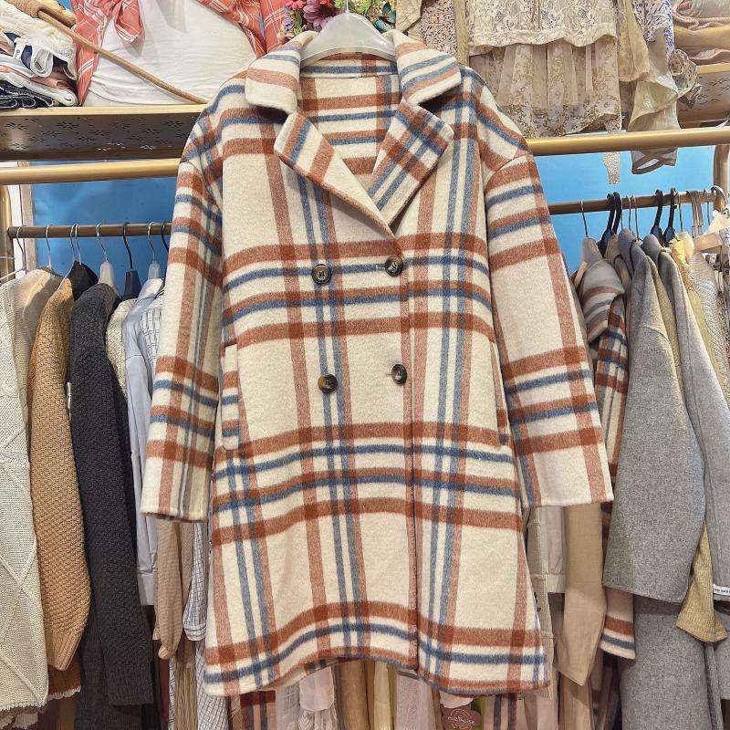 モード系ファッション チェック柄オーバーサイズウールコート