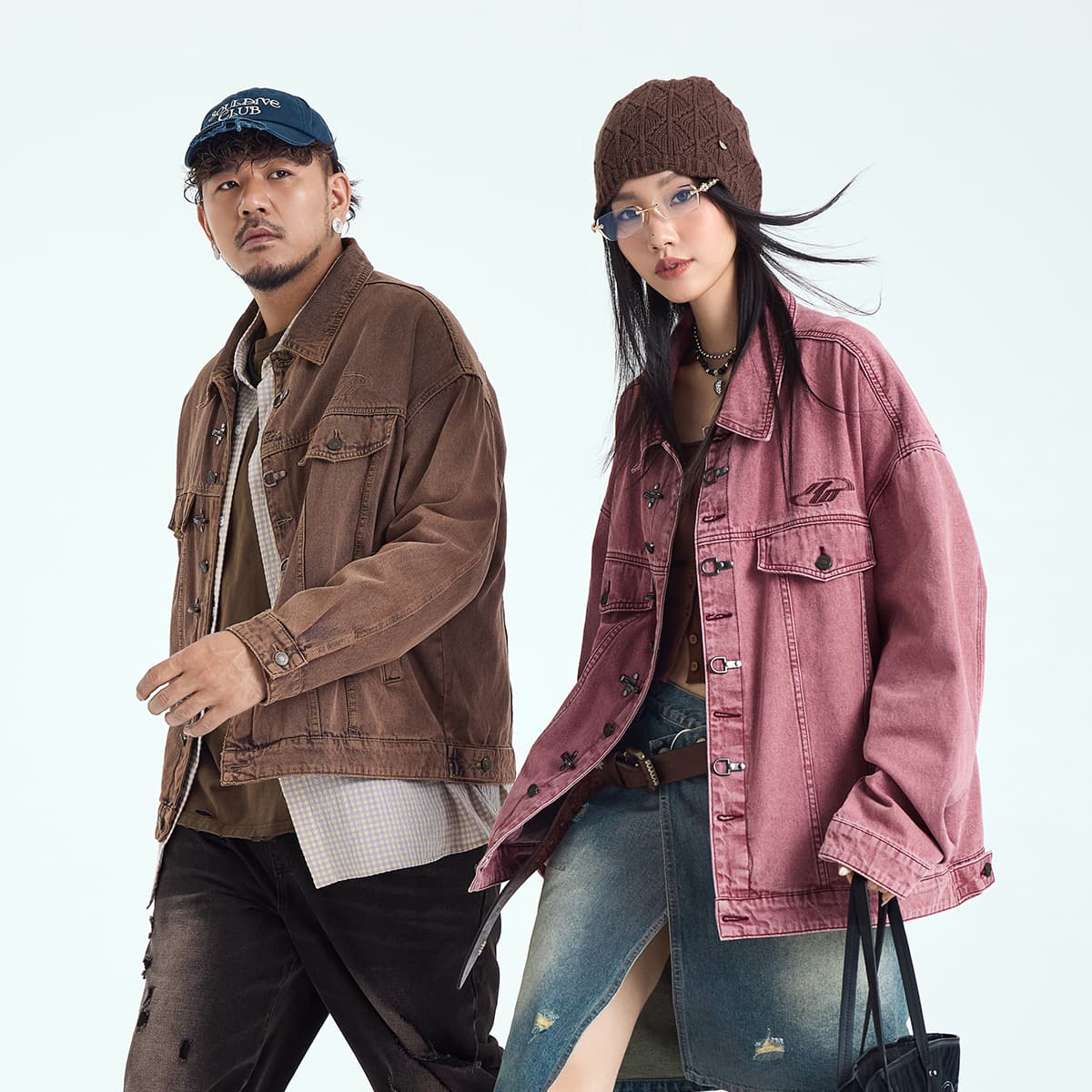 モード系ファッション春秋アウター チャイナデザイン デニムジャケット おしゃれ 大きいサイズ XL～6XL