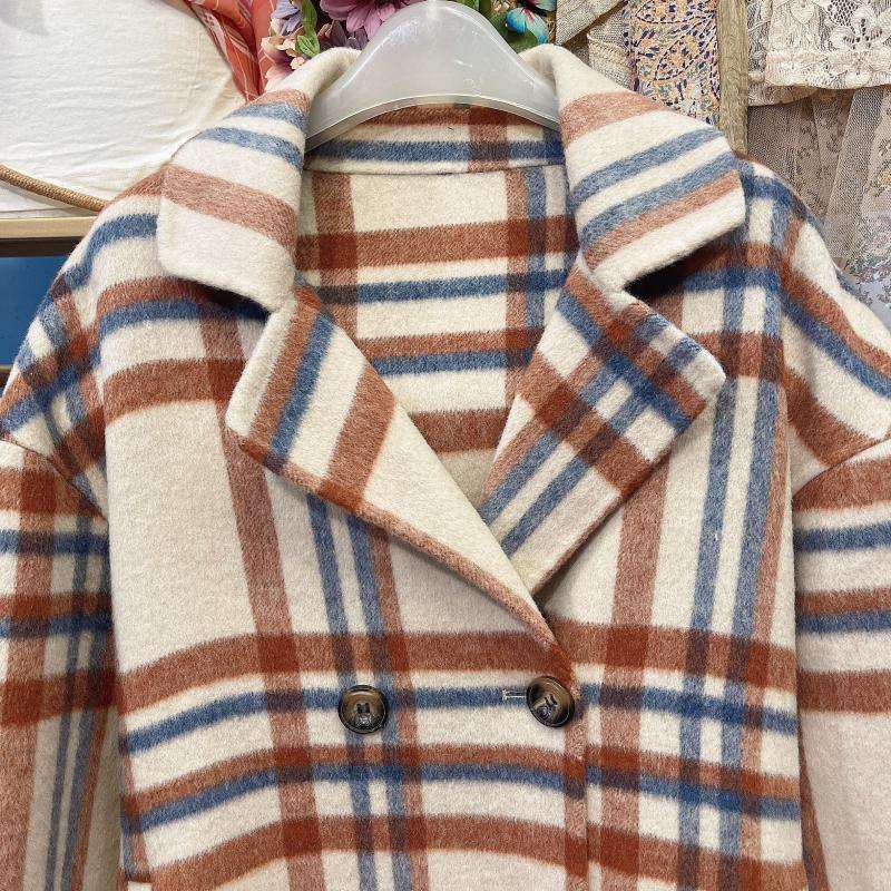 モード系ファッション チェック柄オーバーサイズウールコート