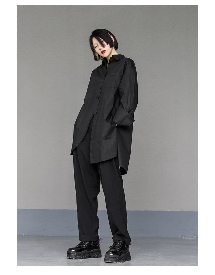 モード系ファッションング限定返礼品】  ユニセックス ロングシャツブラウス（白）