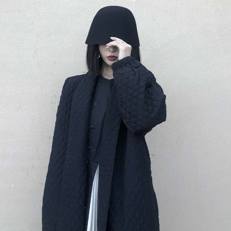 モード系ファッション キルティングロングコート