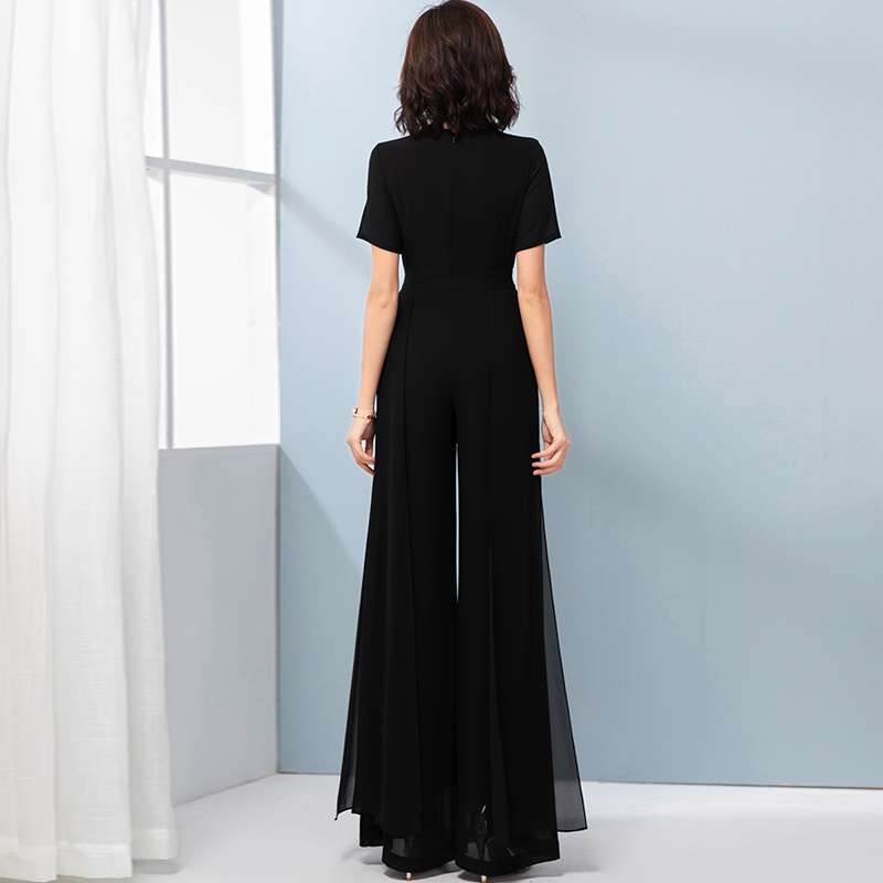 モード系ファッション エレガントシフォンロングドレス