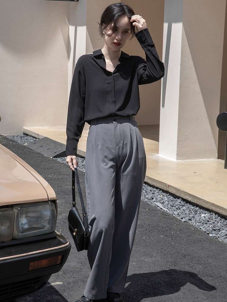 モード系ファッション エレガントなゆったりシルエットシャツ