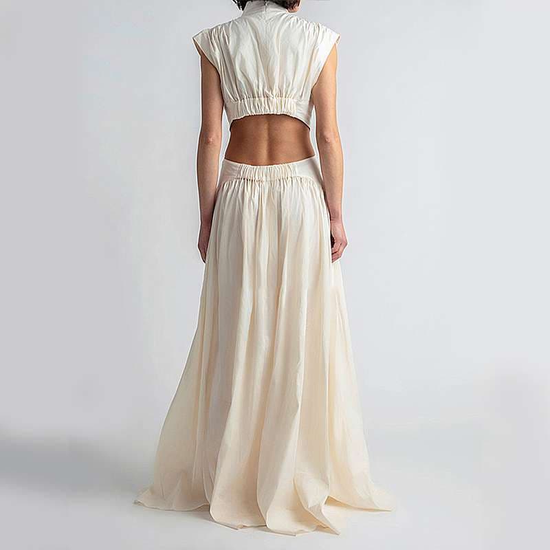 モード系ファッション エレガントカットアウトマキシドレス