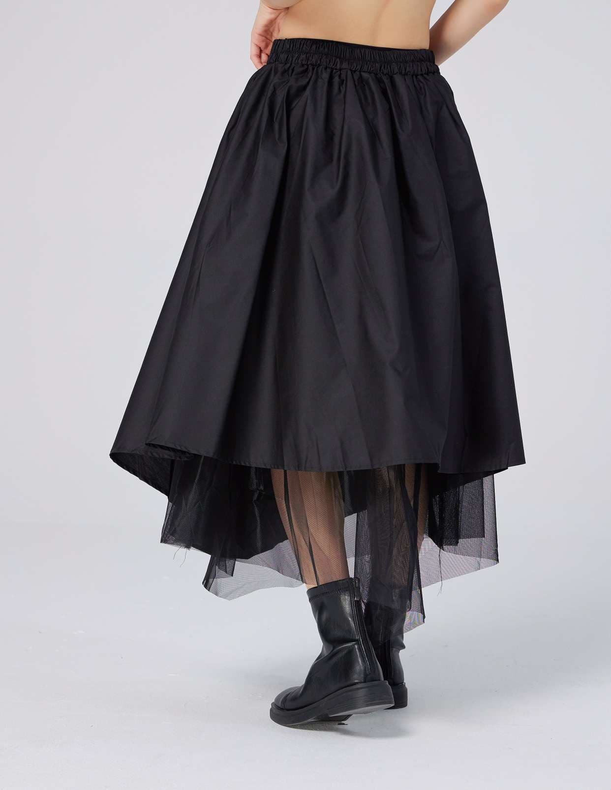 モード系ファッション アシンメトリーチュールレイヤードスカート