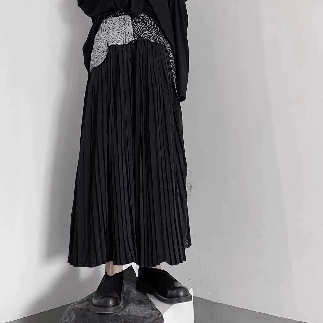 モード系ファッションアーティスティックプリーツパンツ - 動きに合わせて魅せる、エレガンスな一枚