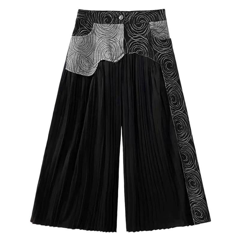 モード系ファッションアーティスティックプリーツパンツ - 動きに合わせて魅せる、エレガンスな一枚