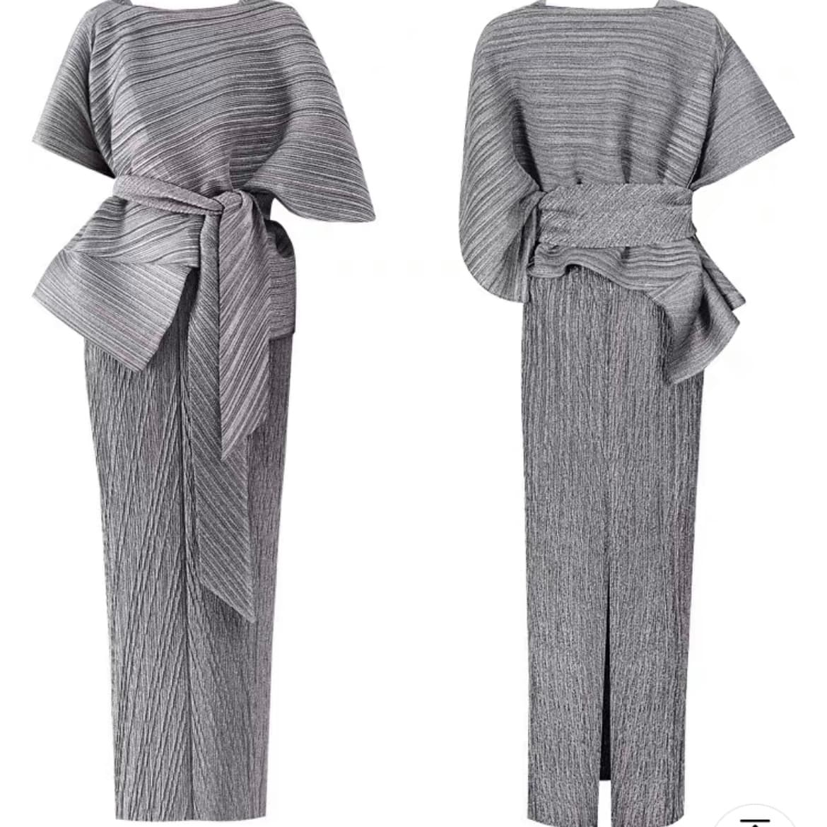 モード系ファッション全10色展開】イッセイミヤケ風 プリーツセットアップワンピース（ノースリーブ×巻きトップス）