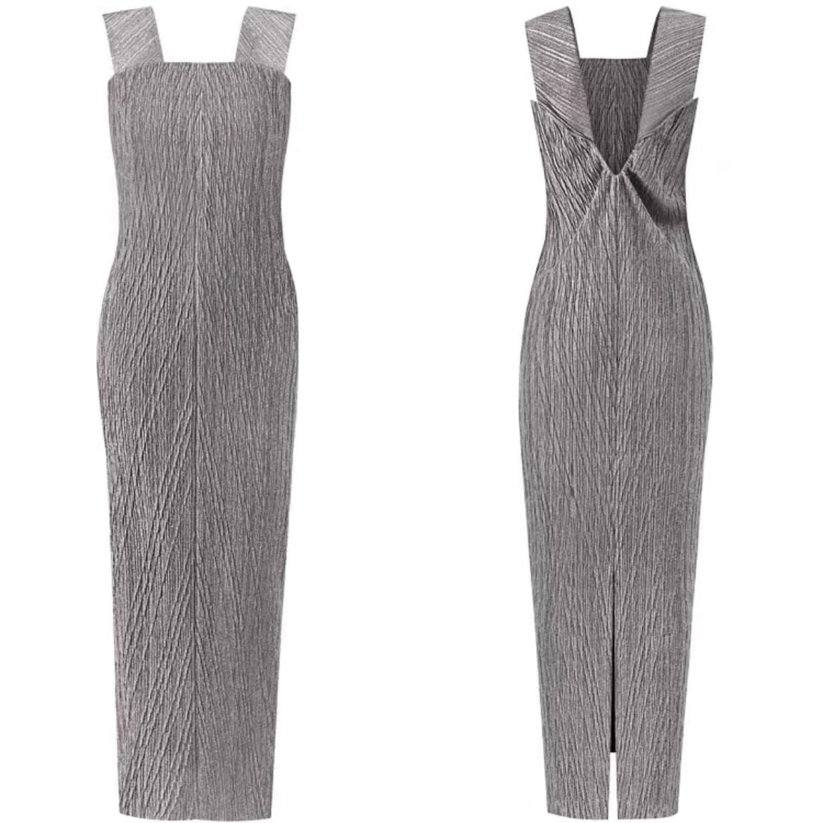 モード系ファッション全10色展開】イッセイミヤケ風 プリーツセットアップワンピース（ノースリーブ×巻きトップス）