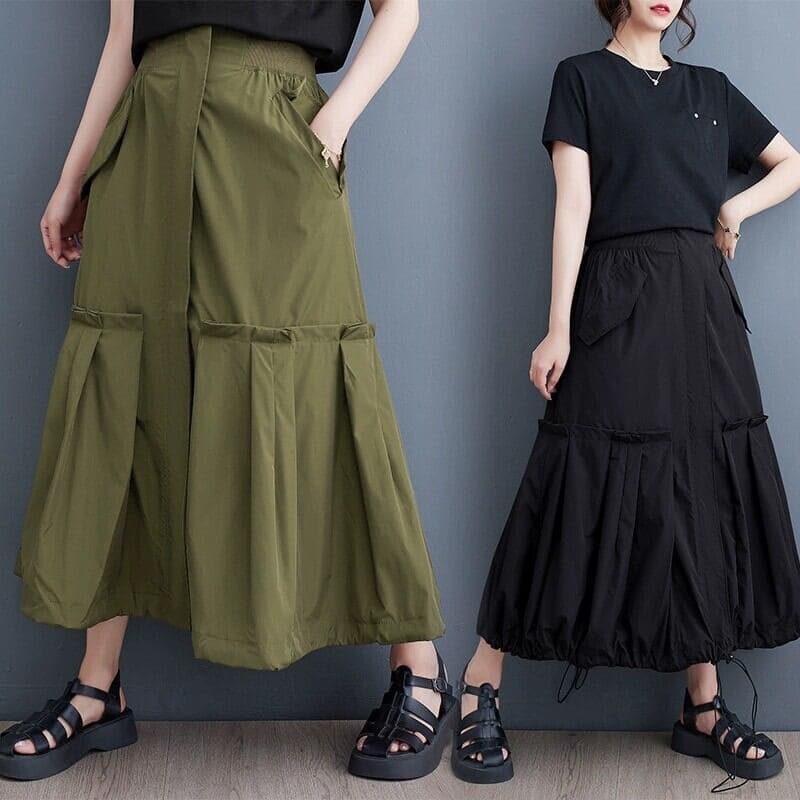 モード系ファッションモードなミリタリーフレアスカート - シンプルコーデを格上げする一枚