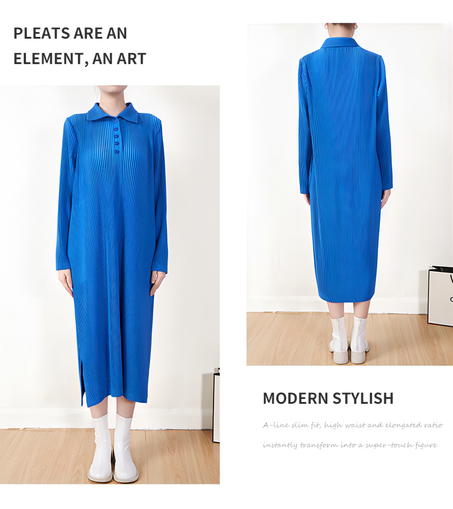 モード系ファッション洗練されたシンプルモダン エレガントプリーツワンピース