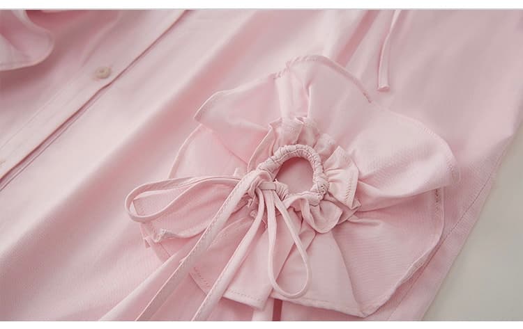 モード系ファッションフローラル＆ギンガムパッチワークシャツ