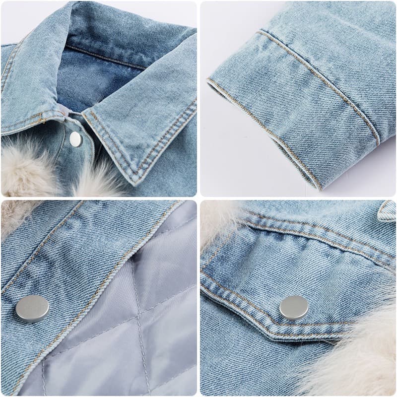 モード系ファッションデニム×フェイクファージャケット - 異素材ミックスで魅せる冬のトレンド