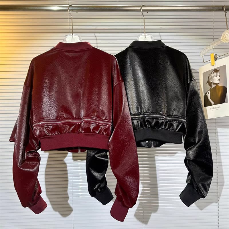 モード系ファッションフェイクレザーブルゾンジャケット