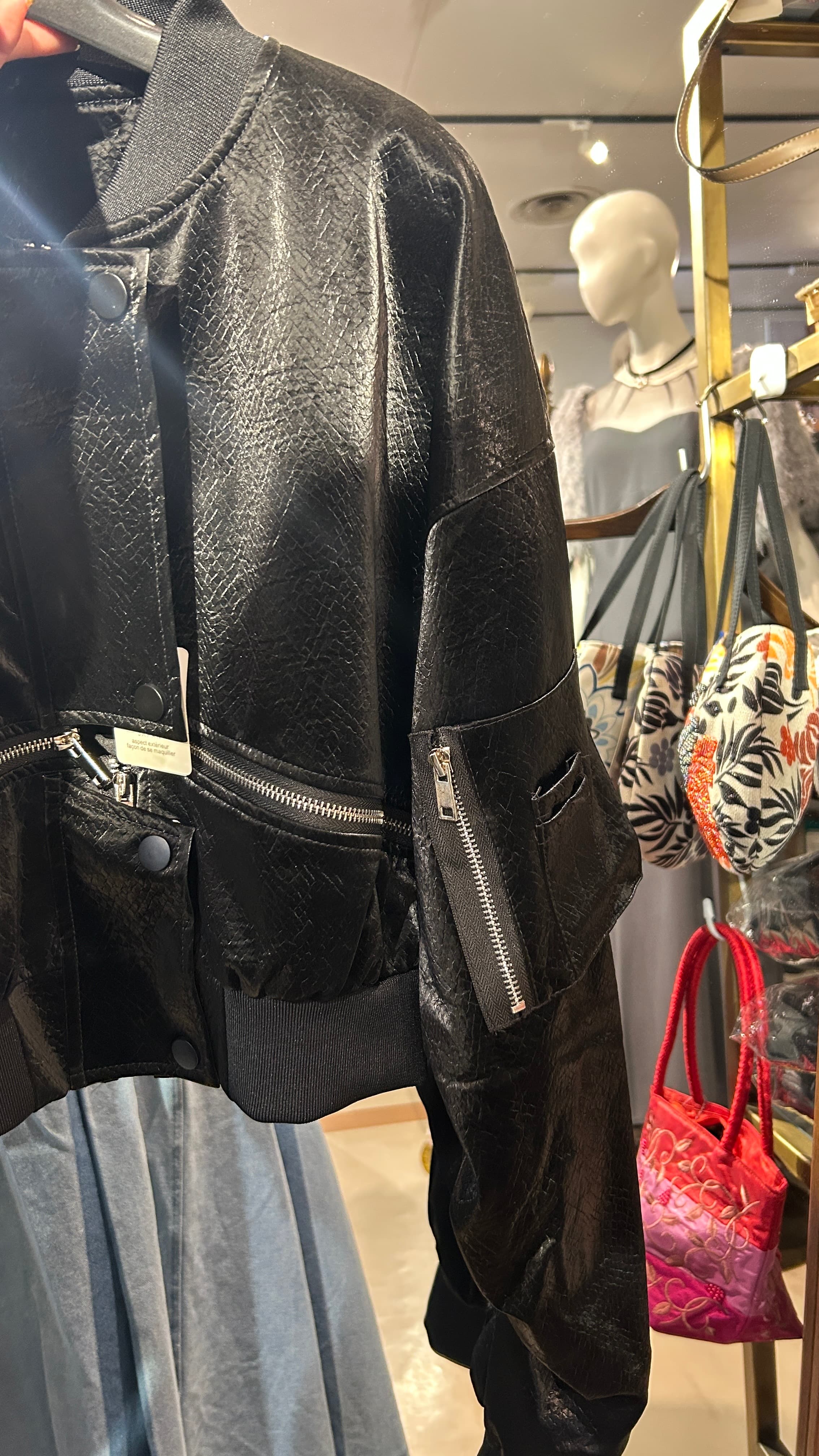 モード系ファッションフェイクレザーブルゾンジャケット
