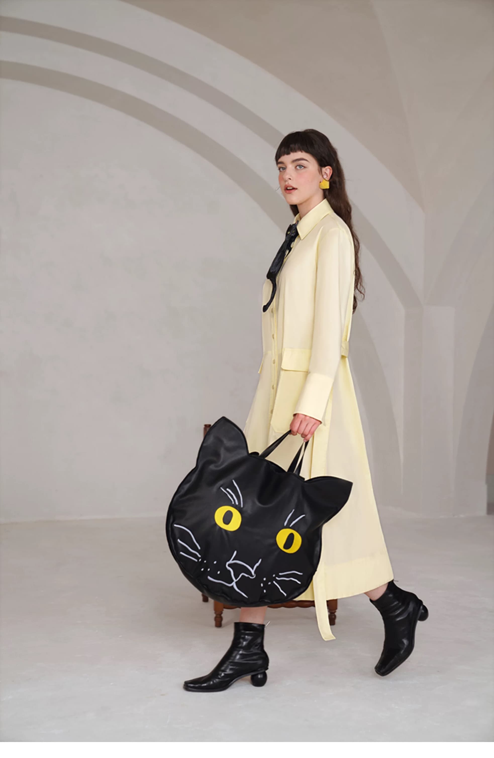 モード系ファッションブラックキャットデザインバッグ