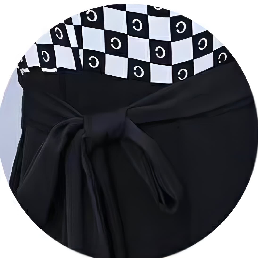 モード系ファッション チェック柄切替パフスリーブワイドモードジャンプスーツシャツ