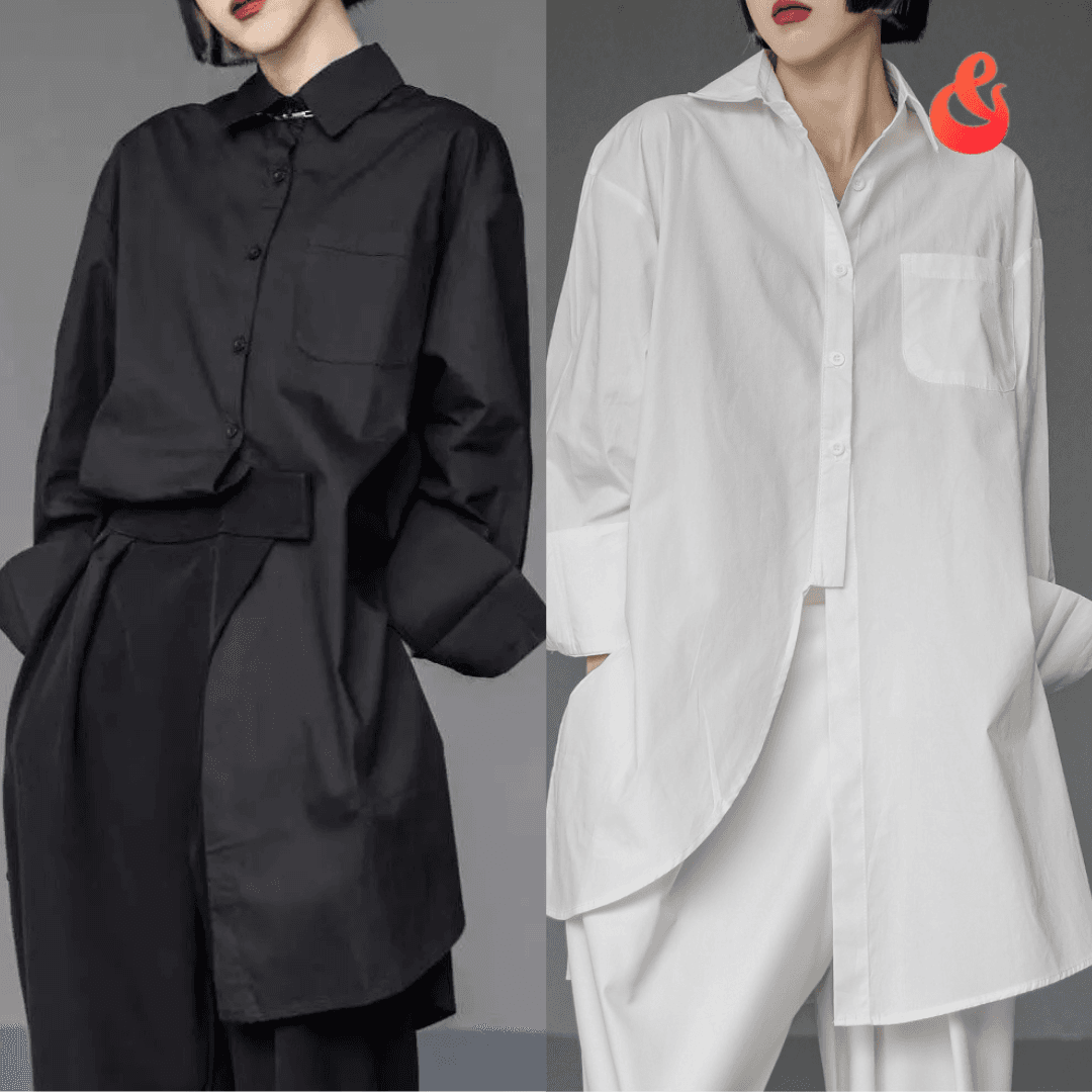 モード系ファッションング限定返礼品】  ユニセックス ロングシャツブラウス（白）