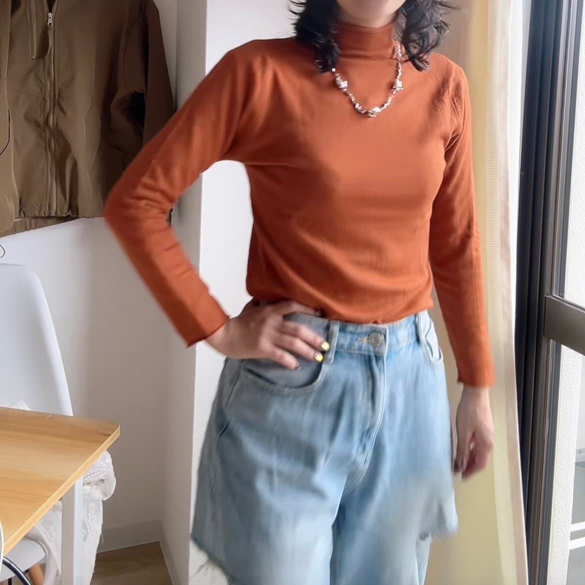 モード系ファッション ルーズフィット プチプラダメージデニムパンツ
