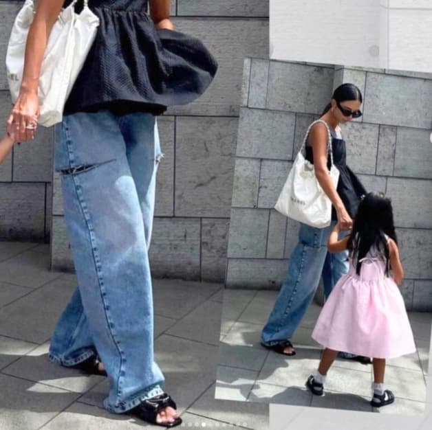 モード系ファッション ルーズフィット プチプラダメージデニムパンツ
