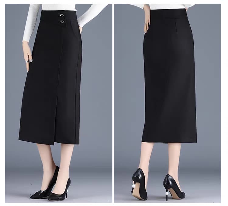 モード系ファッション エレガントなロングタイトスカート ストレッチ素材 仕事着からデート服まで幅広く活躍