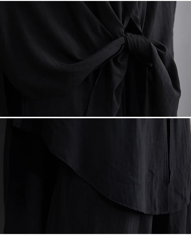 モード系ファッション ゆったりワイドパンツ×トップス 2ピースセット