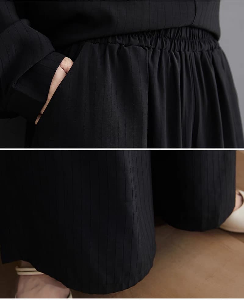 モード系ファッション ゆったりワイドパンツ×トップス 2ピースセット