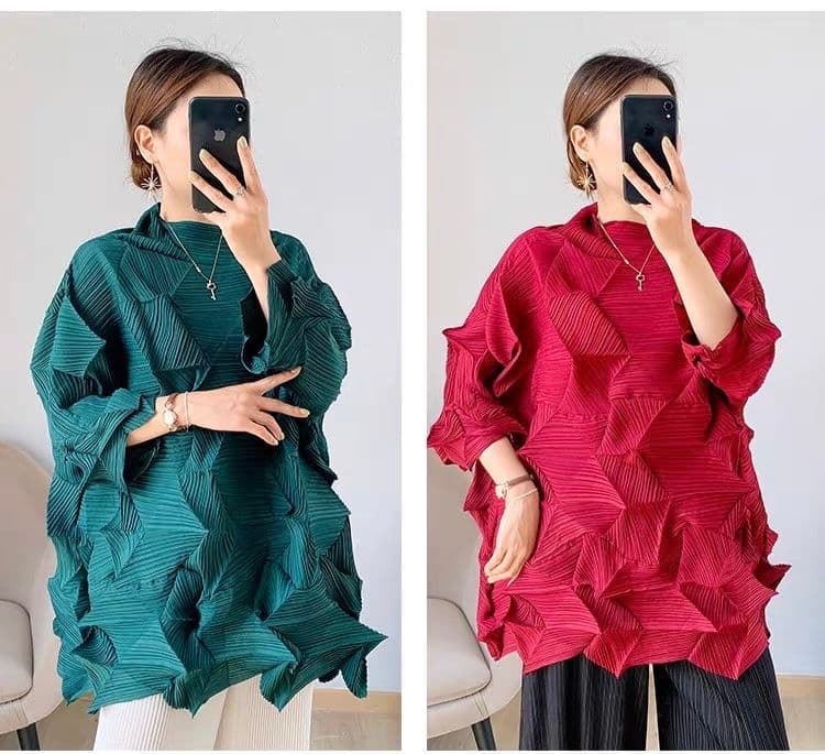 モード系ファッション立体シルエットで魅せる！モード系3Dプリーツトップス｜通気性◎・体型カバー・旬のゆったりデザイン