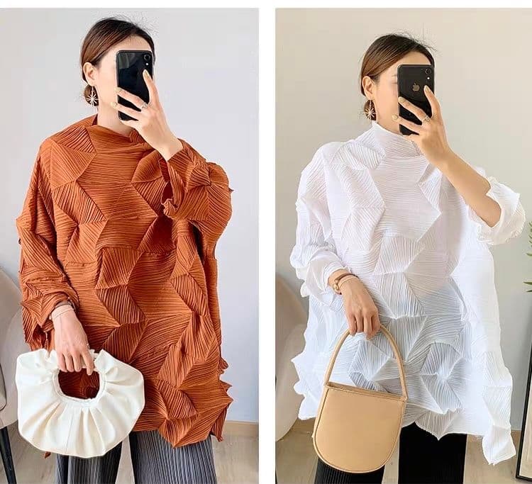 モード系ファッション立体シルエットで魅せる！モード系3Dプリーツトップス｜通気性◎・体型カバー・旬のゆったりデザイン