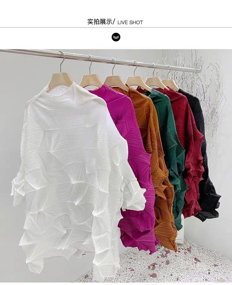 モード系ファッション立体シルエットで魅せる！モード系3Dプリーツトップス｜通気性◎・体型カバー・旬のゆったりデザイン