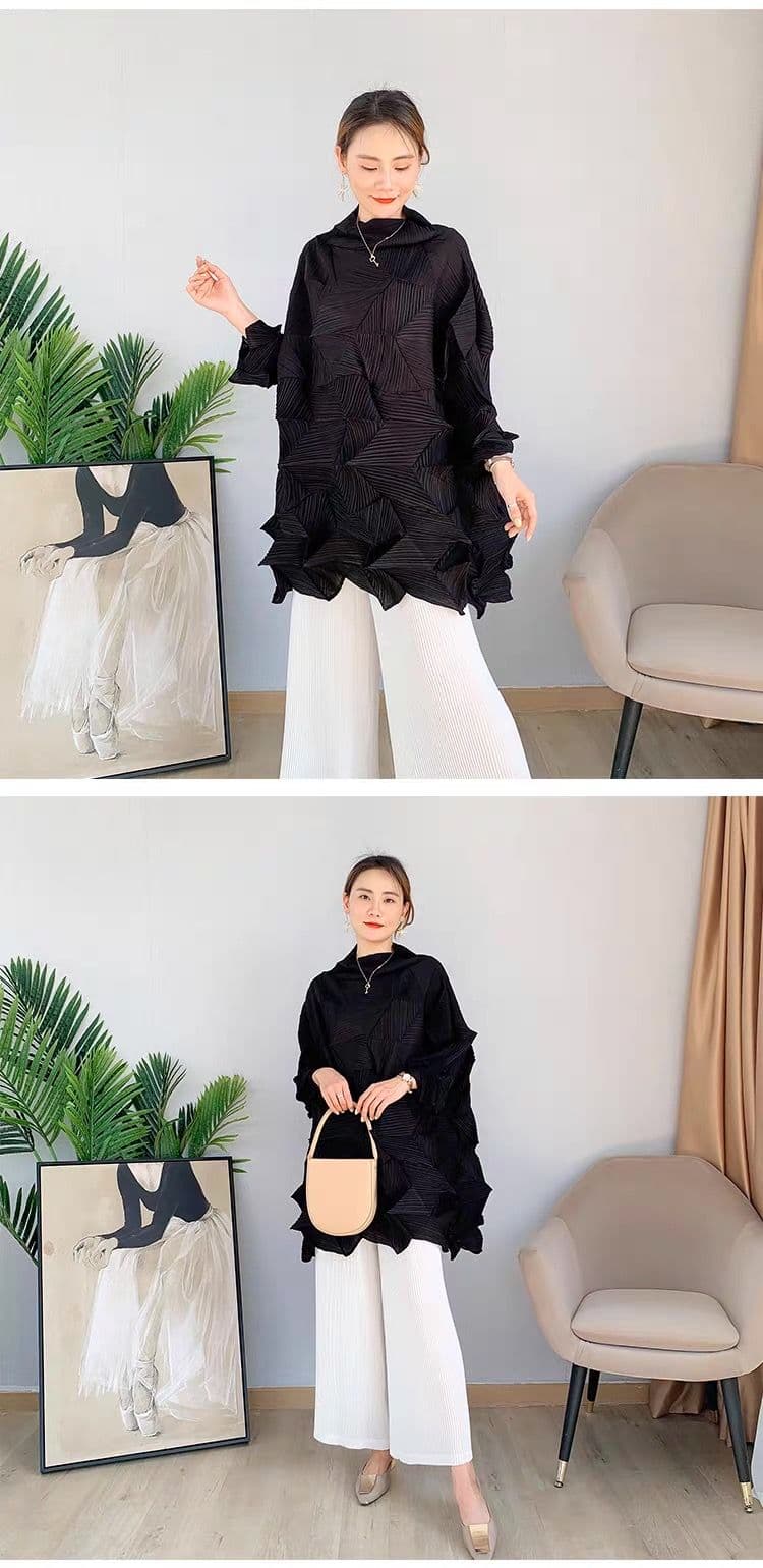 モード系ファッション立体シルエットで魅せる！モード系3Dプリーツトップス｜通気性◎・体型カバー・旬のゆったりデザイン