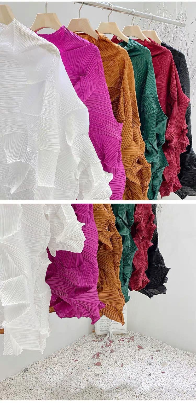 モード系ファッション立体シルエットで魅せる！モード系3Dプリーツトップス｜通気性◎・体型カバー・旬のゆったりデザイン