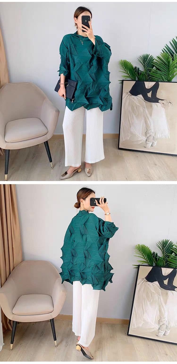 モード系ファッション立体シルエットで魅せる！モード系3Dプリーツトップス｜通気性◎・体型カバー・旬のゆったりデザイン