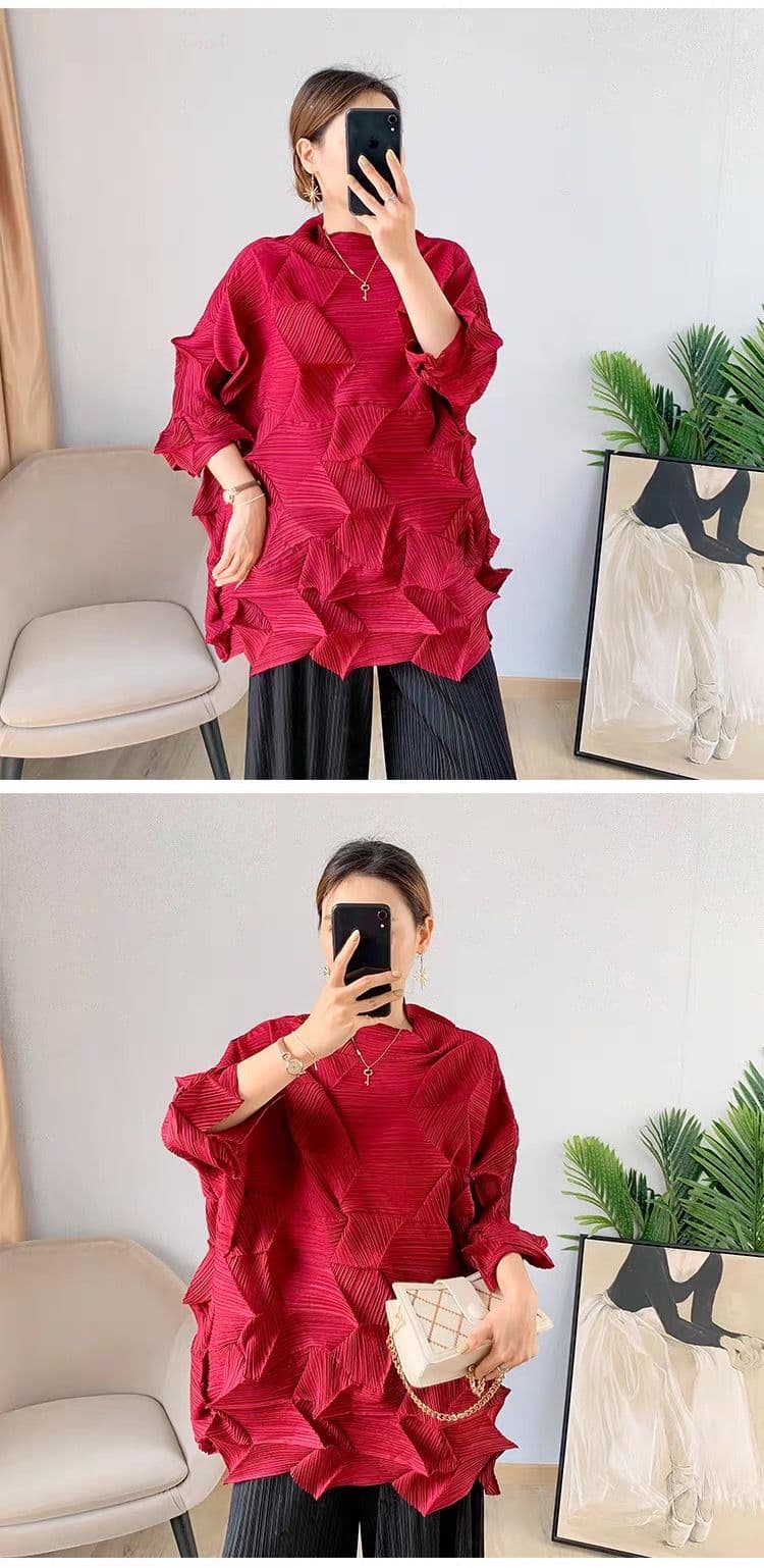 モード系ファッション立体シルエットで魅せる！モード系3Dプリーツトップス｜通気性◎・体型カバー・旬のゆったりデザイン