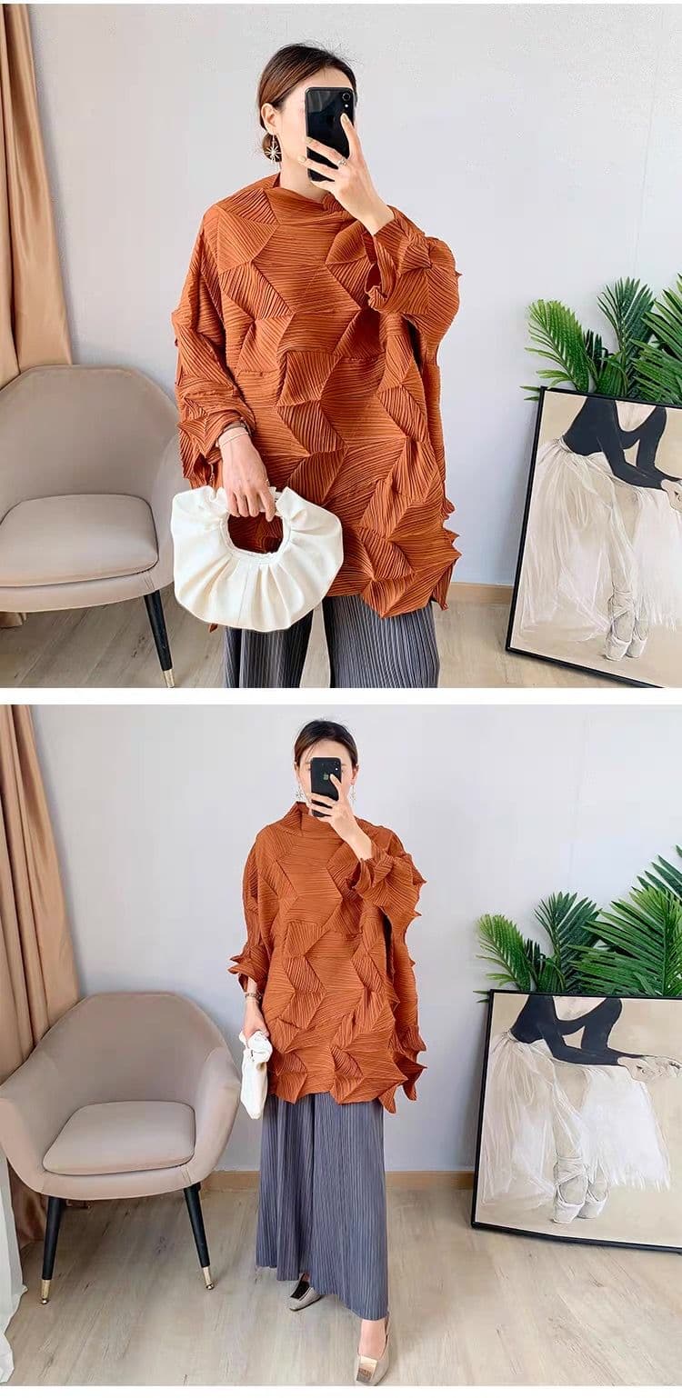 モード系ファッション立体シルエットで魅せる！モード系3Dプリーツトップス｜通気性◎・体型カバー・旬のゆったりデザイン