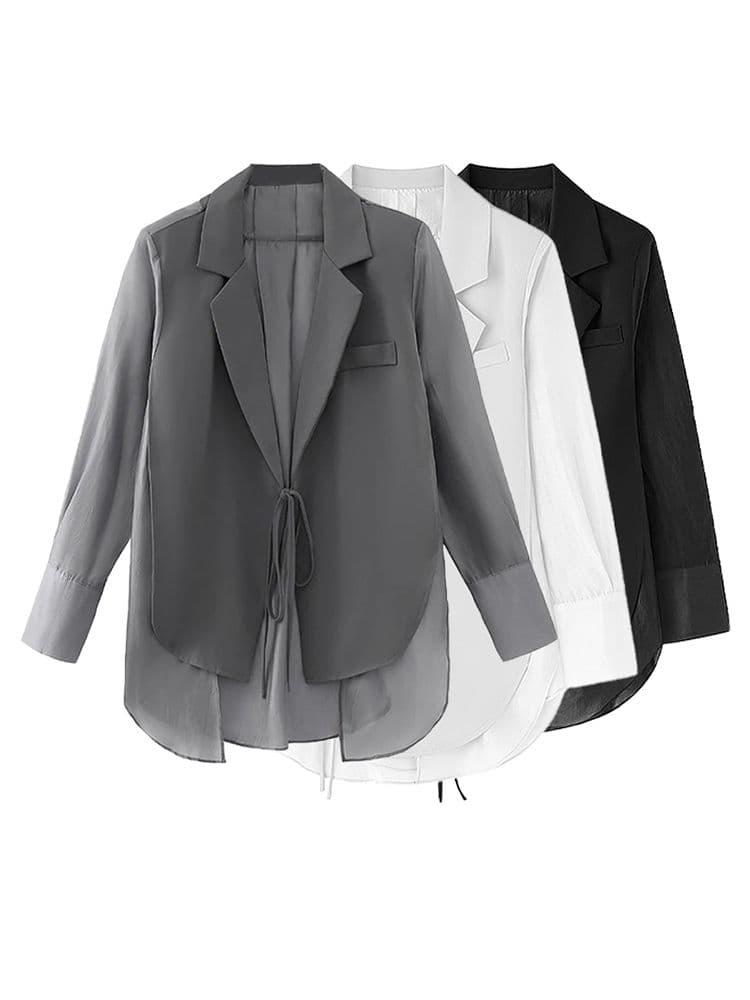 モード系 体型カバーも叶える、涼感アシンメトリーブラウス｜レイヤード風デザイン×フレアスリーブで夏映え確定