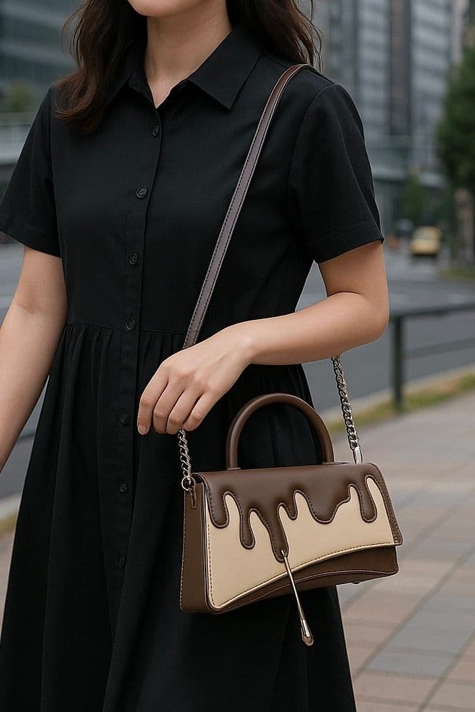 モード系ファッション アートな存在感。メルティドリップハンドバッグ｜ミニサイズ・ショルダー付属