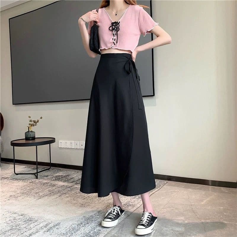 モード系ファッション 体型カバーも叶える、美シルエットのプチプララップスカート