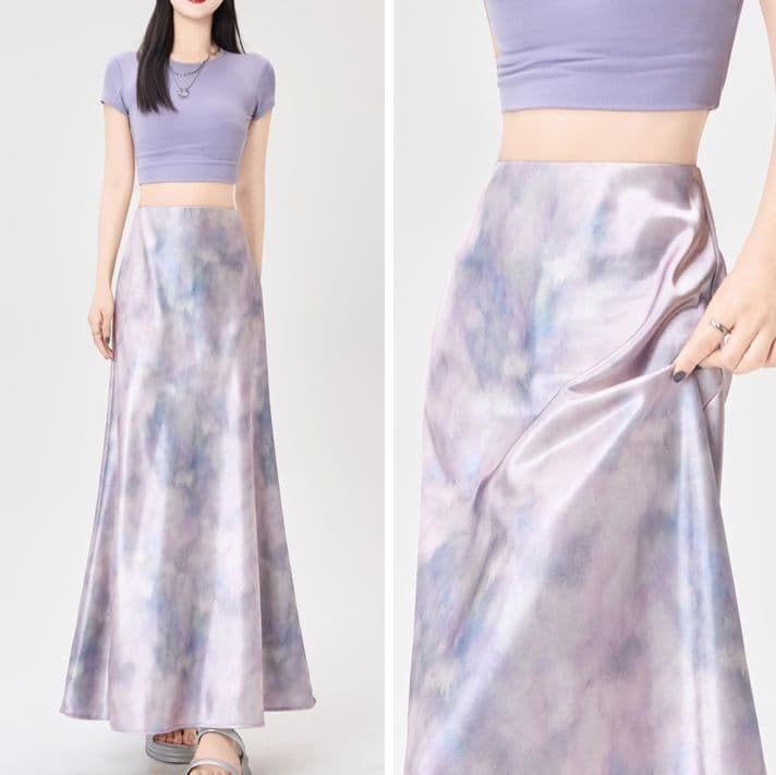 モード系 体型カバーも映えも叶える｜骨格ストレート向け水彩グラデーションスカート