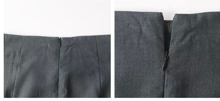 モード系 タック風フロントデザインで縦ライン強調｜骨格ストレートに映えるミディスカート【高見えグレーカラー】