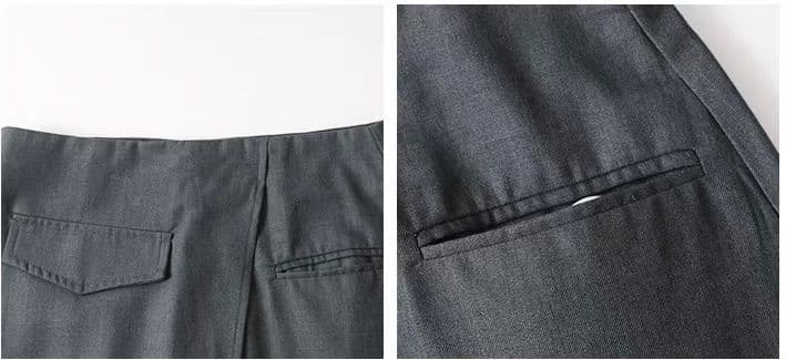 モード系 タック風フロントデザインで縦ライン強調｜骨格ストレートに映えるミディスカート【高見えグレーカラー】