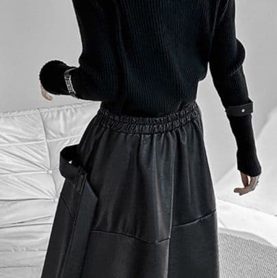 モード系ファッションエレガントモードなPUレザースカート
