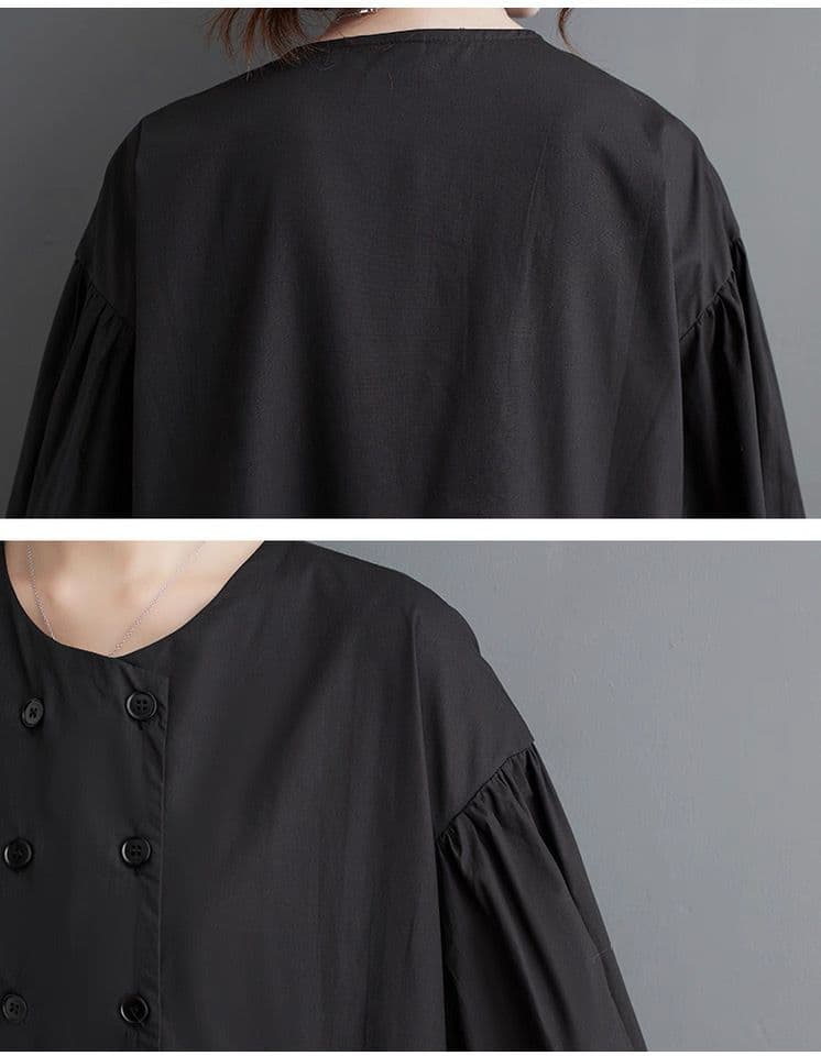 モード系ファッション 【一枚で完成するモード感】配色プリーツ切替ロングワンピース〈ブラック〉