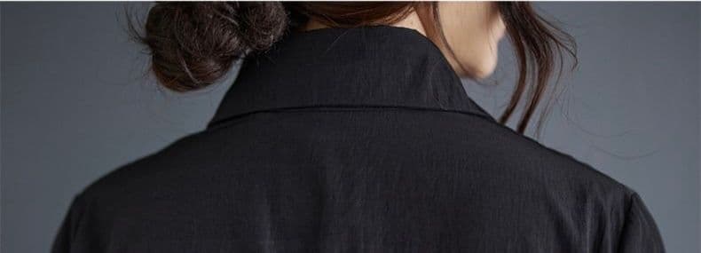 モード系ファッション 【体型カバー◎】アシメデザイン襟付きワンピース｜3色展開・ゆったりフリーサイズ