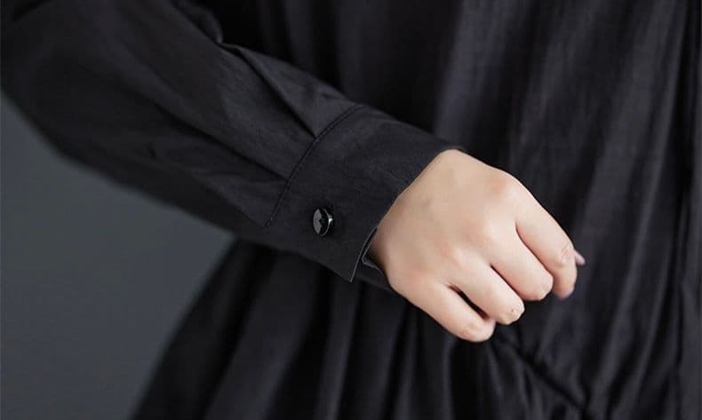 モード系ファッション 【体型カバー◎】アシメデザイン襟付きワンピース｜3色展開・ゆったりフリーサイズ