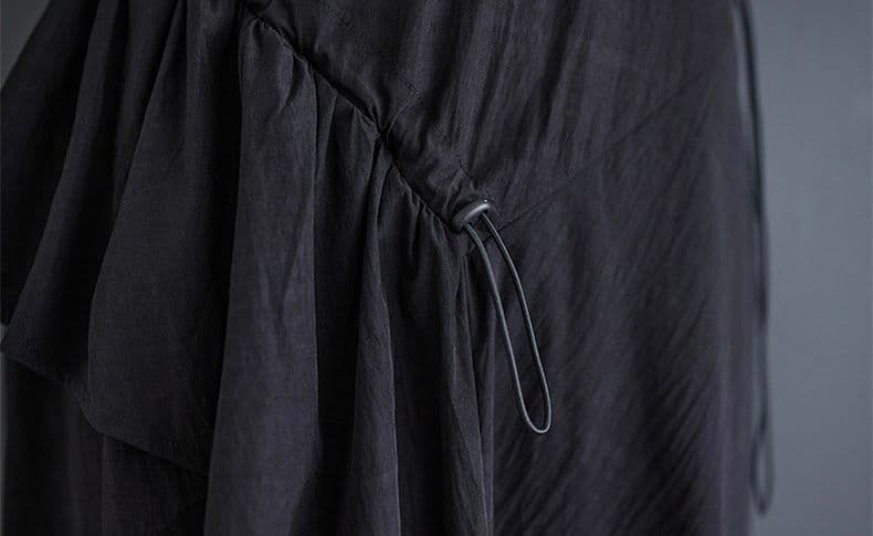 モード系ファッション 【体型カバー◎】アシメデザイン襟付きワンピース｜3色展開・ゆったりフリーサイズ