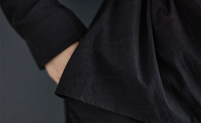 モード系ファッション 【体型カバー◎】アシメデザイン襟付きワンピース｜3色展開・ゆったりフリーサイズ