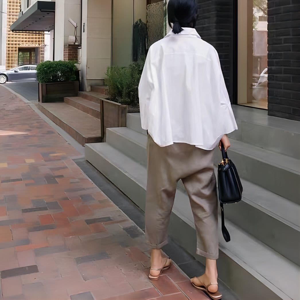 モード系ファッション【M〜XL対応】袖口ロングカフス×前後差シルエットシャツブラウス