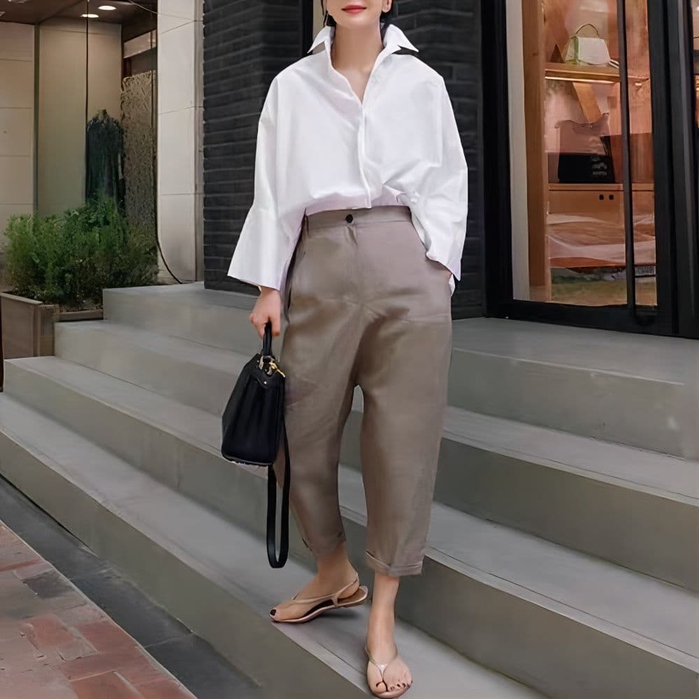 モード系ファッション【M〜XL対応】袖口ロングカフス×前後差シルエットシャツブラウス